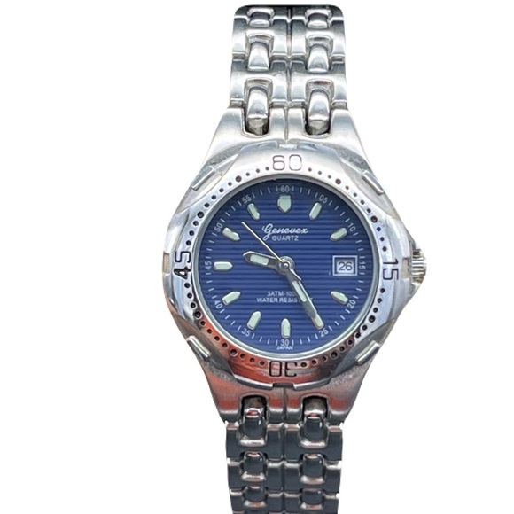 Genevex Accessories - Geneva Women’s Silver Watch with Blue Dial